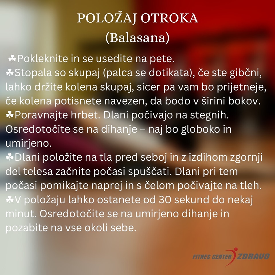 položaj otroka izvedba